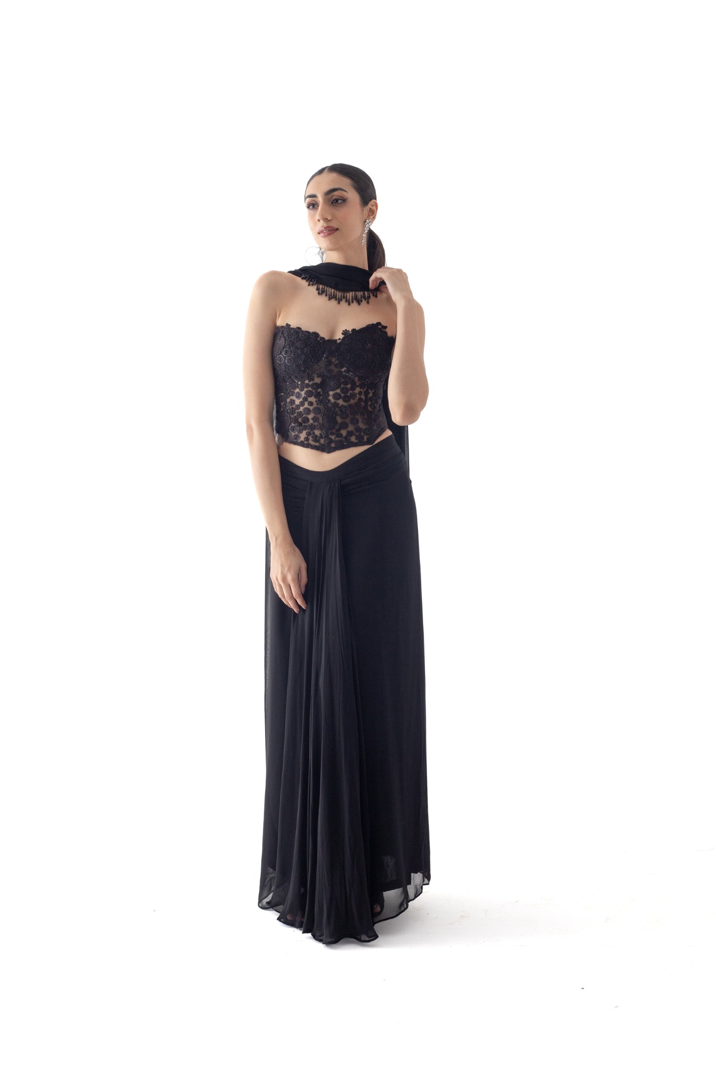 Black corset drape