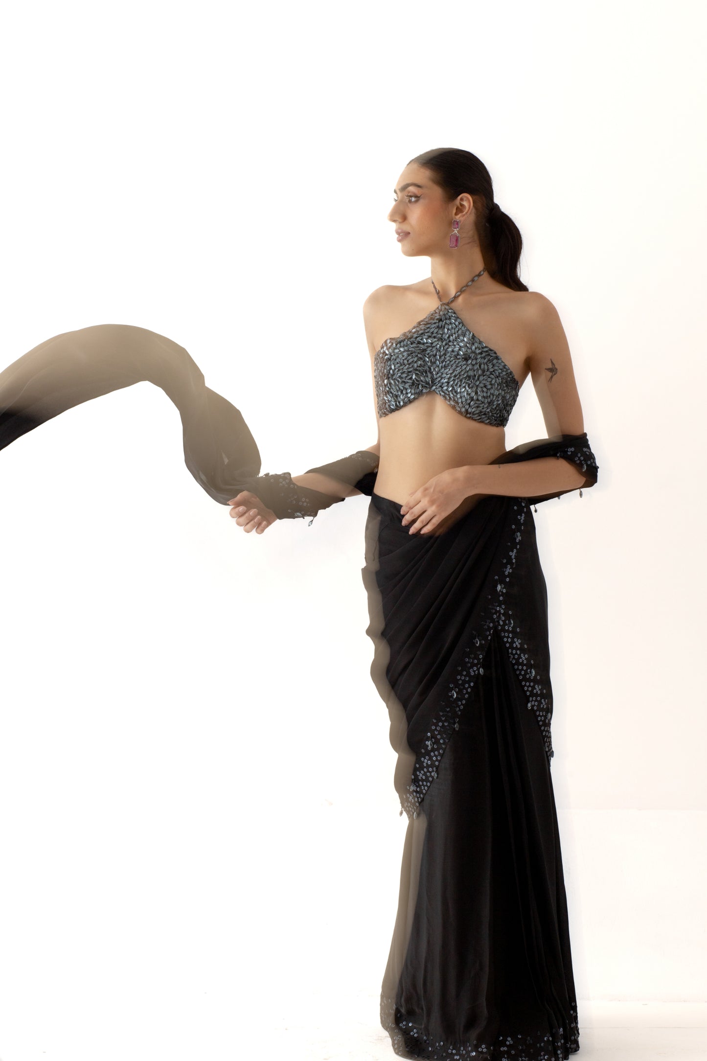 Moonlit pre draped saree