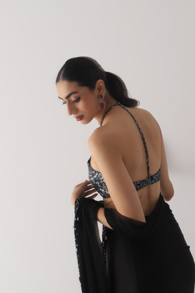 Moonlit pre draped saree