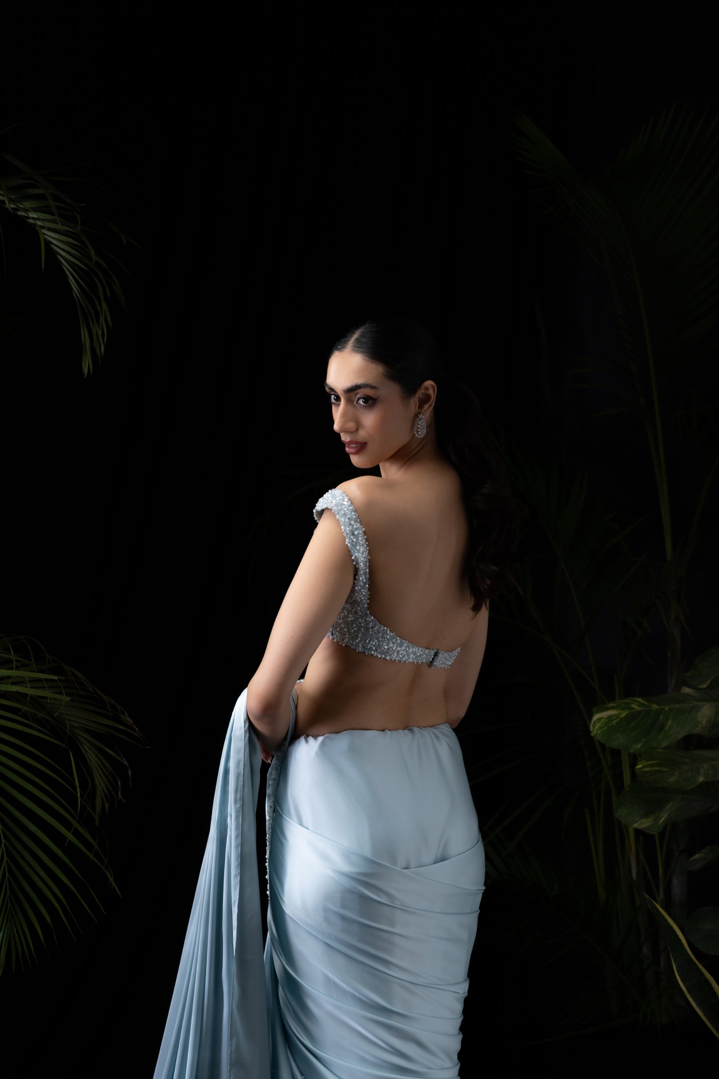 Beaded Sky saree