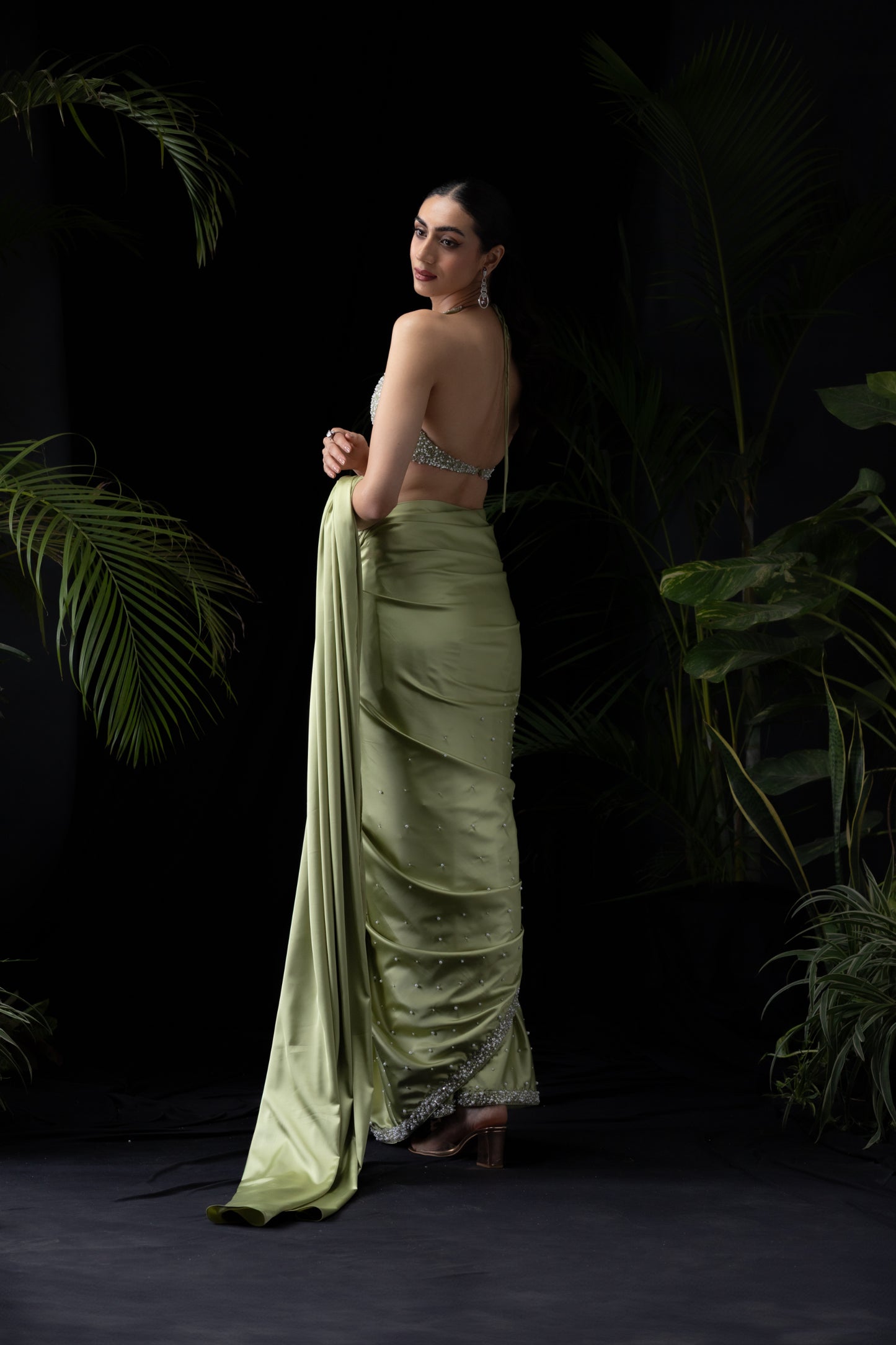 Green mist Saree