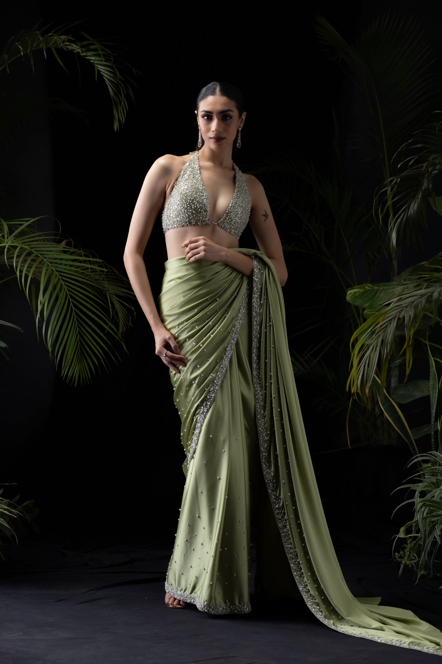 Green mist Saree