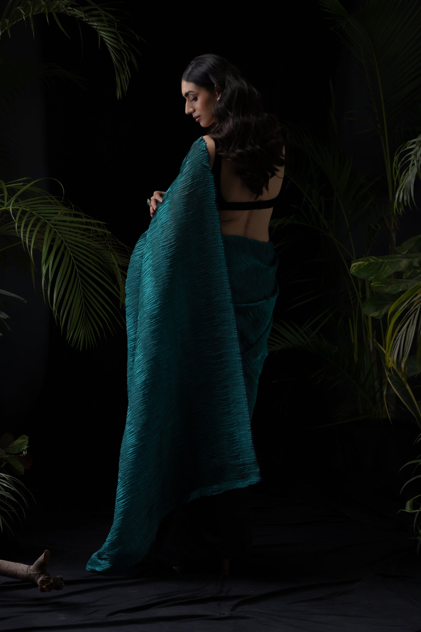 Hunter green saree