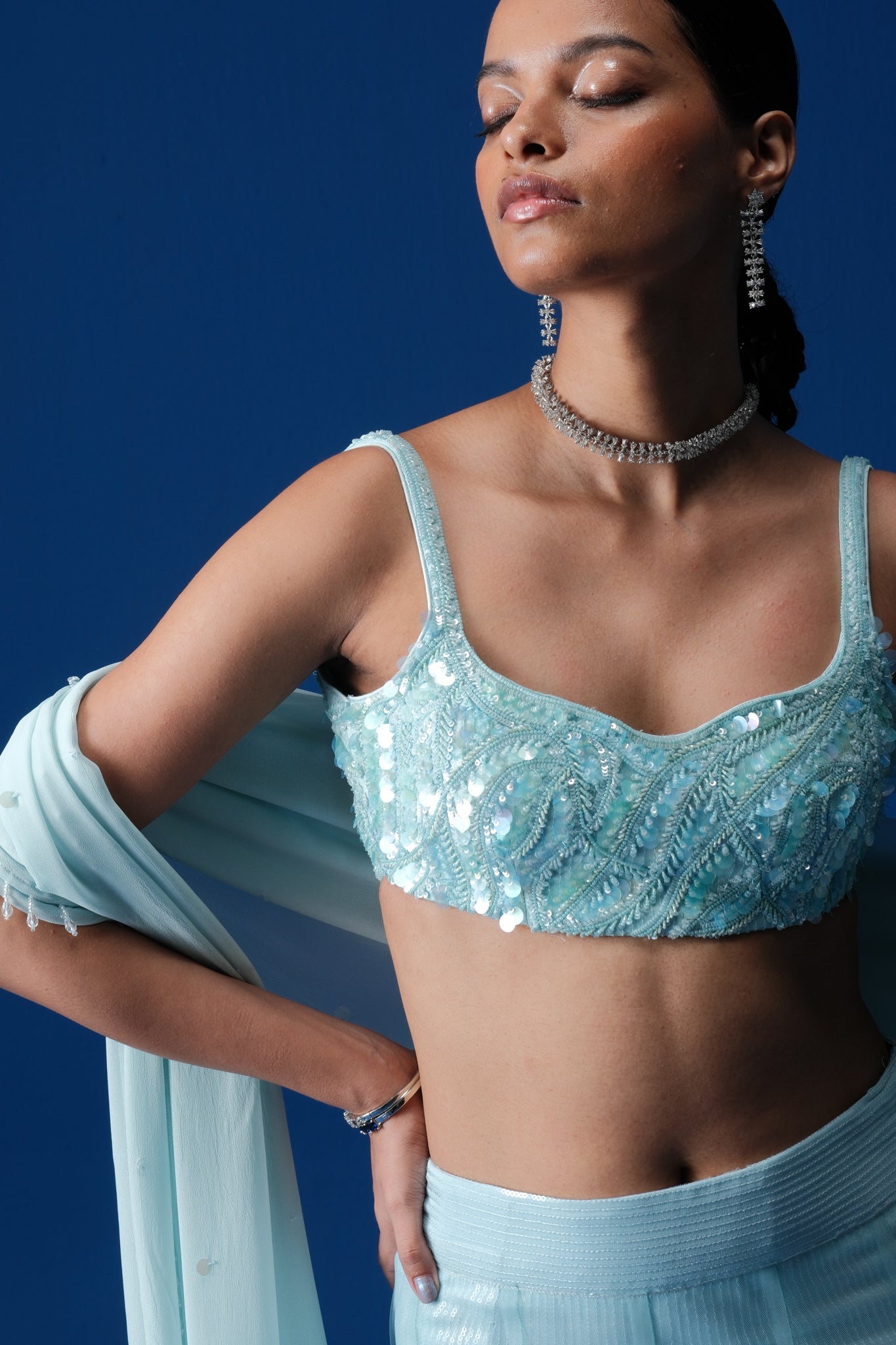 Sea whisper lehenga set