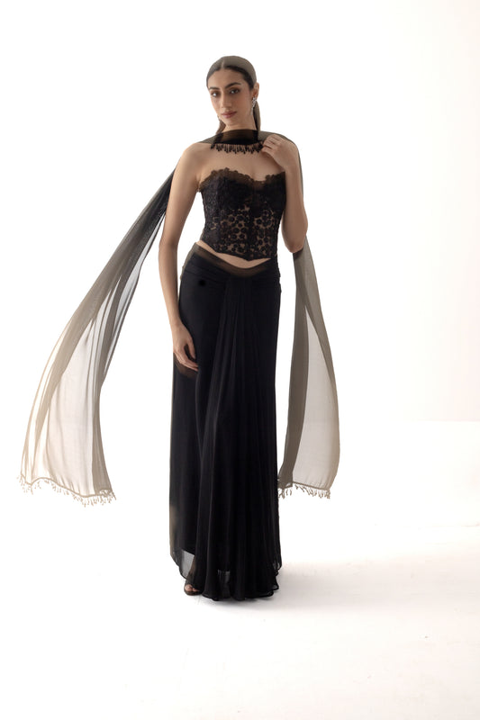 Black corset drape