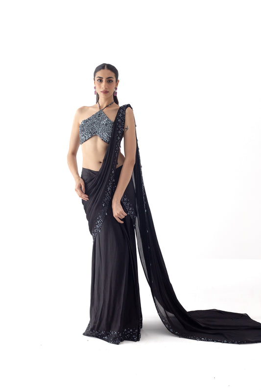 Moonlit pre draped saree