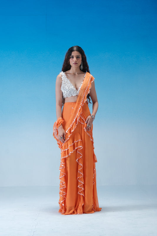 Gold fish saree