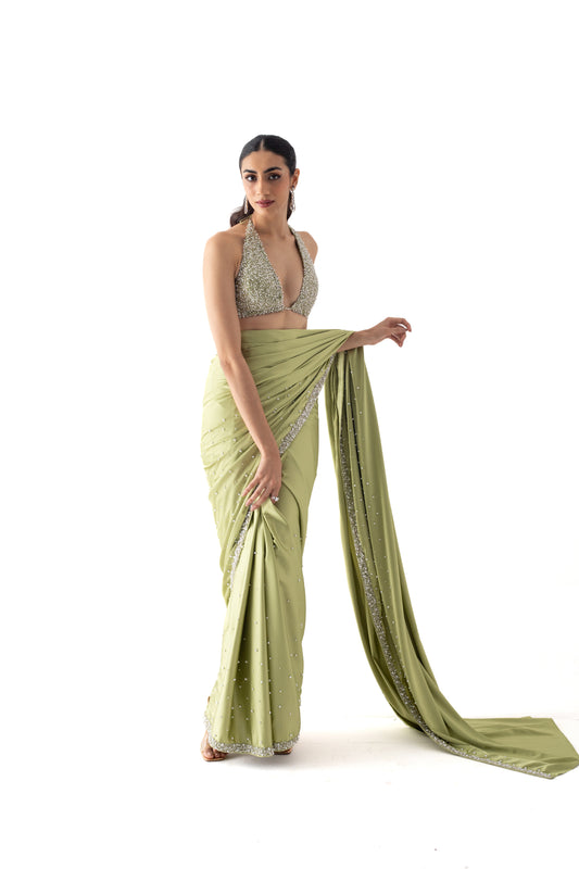 Green mist Saree