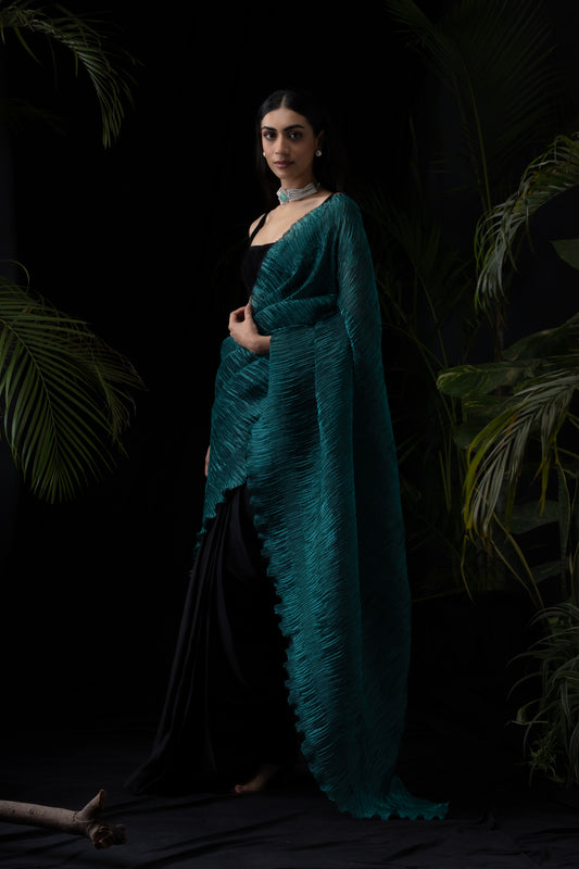 Hunter green saree