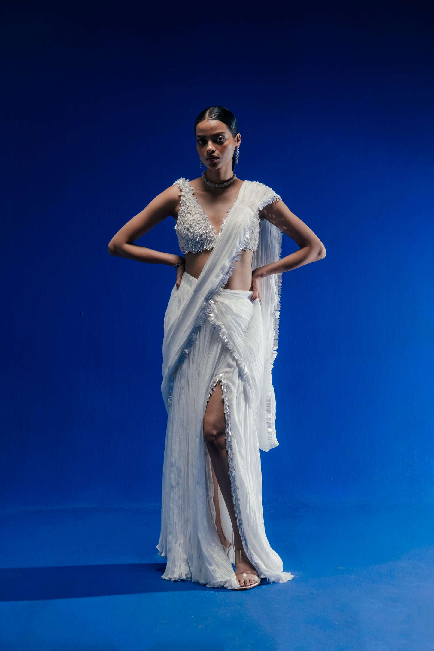 Ocean owl drape saree