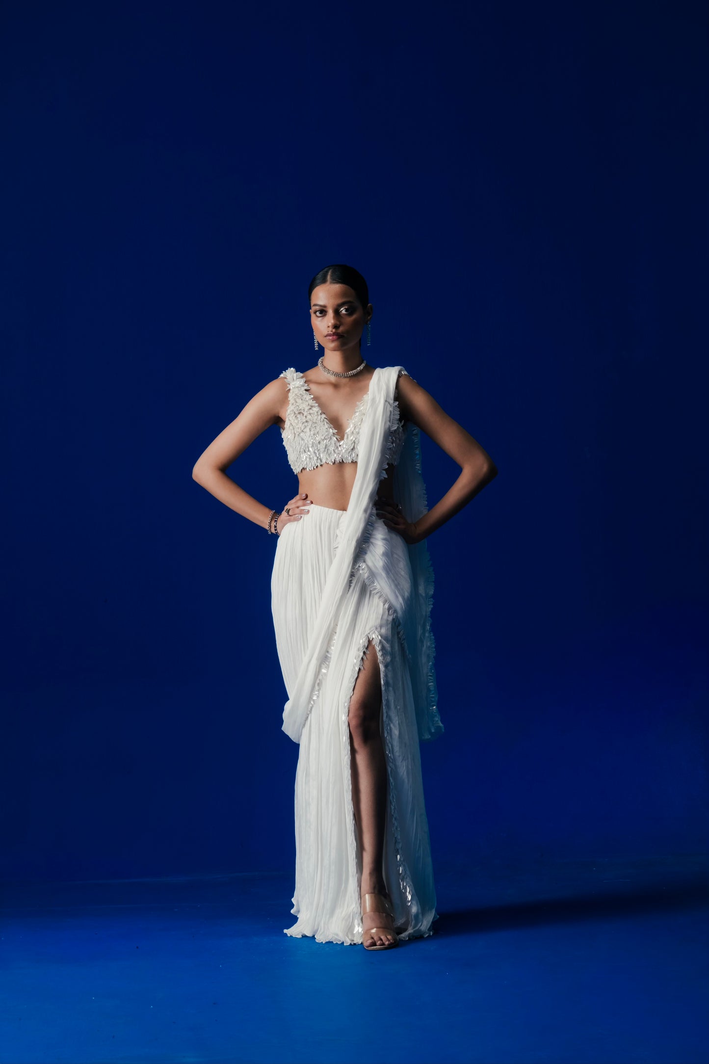 Ocean owl drape saree