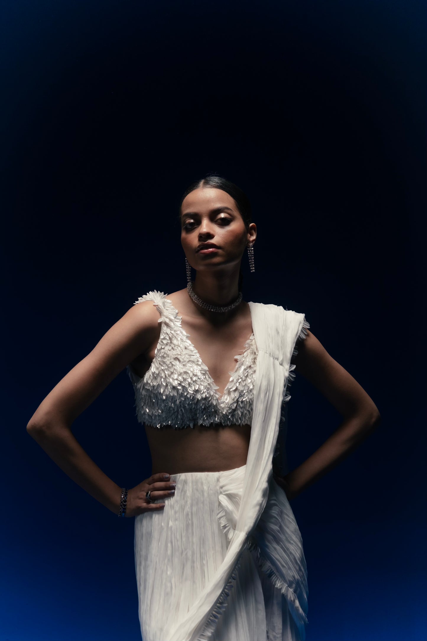 Ocean owl drape saree