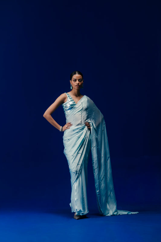 Blue ray saree